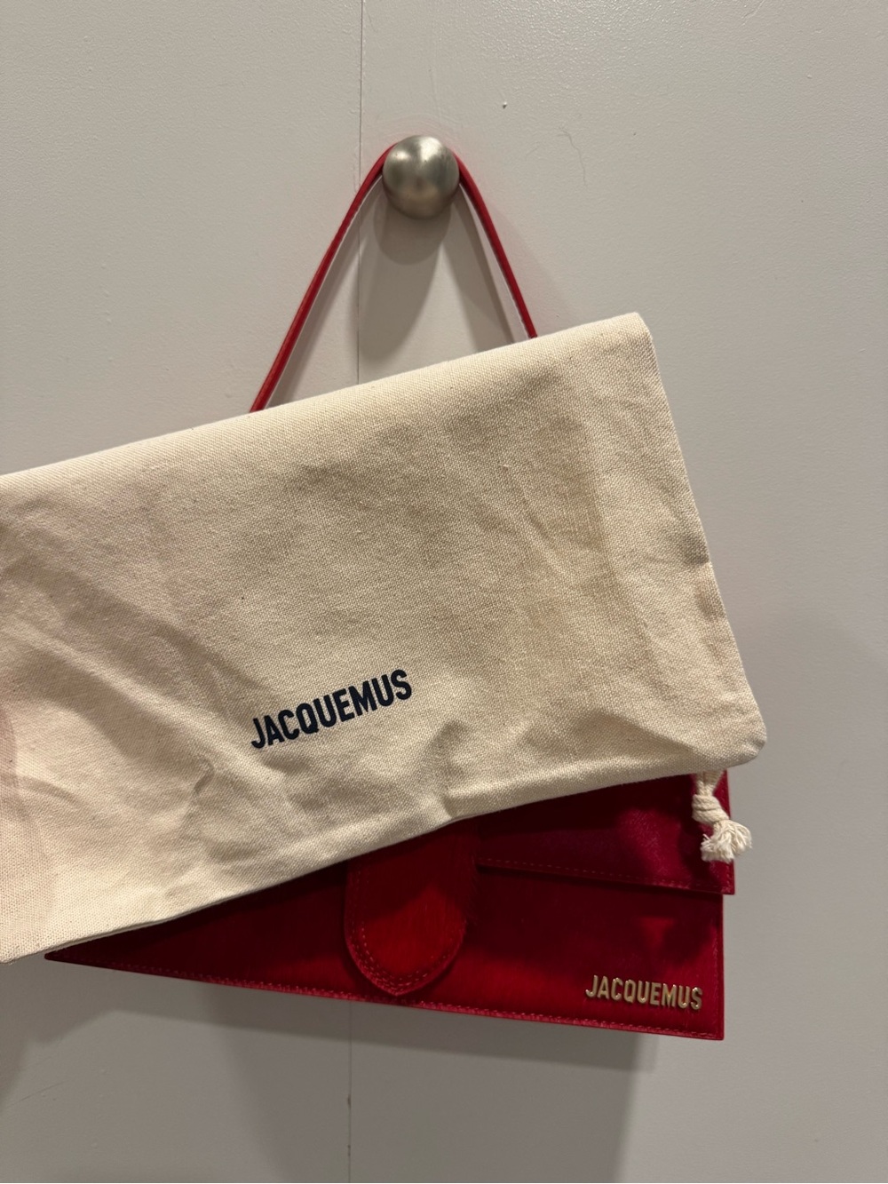 Jacquemus Red Pony Hair Le Bambino Long Shoulder Bag LIKE NEW! - Picture 4 of 4